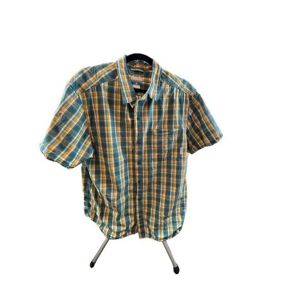 Columbia Men's Omni-Shade Short Sleeve Plaid Shirt Size L Sun Protection 100% Co - Picture 9 of 10